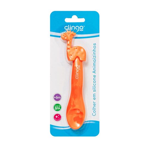 Colher-em-Silicone-Animaizinhos-Girafa-Laranja---Clingo-8-24-70-19-17-1