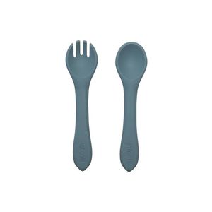 Garfo-e-Colher-de-Silicone-Piccolo-Azul---Infanti-8-24-23-60-07-1
